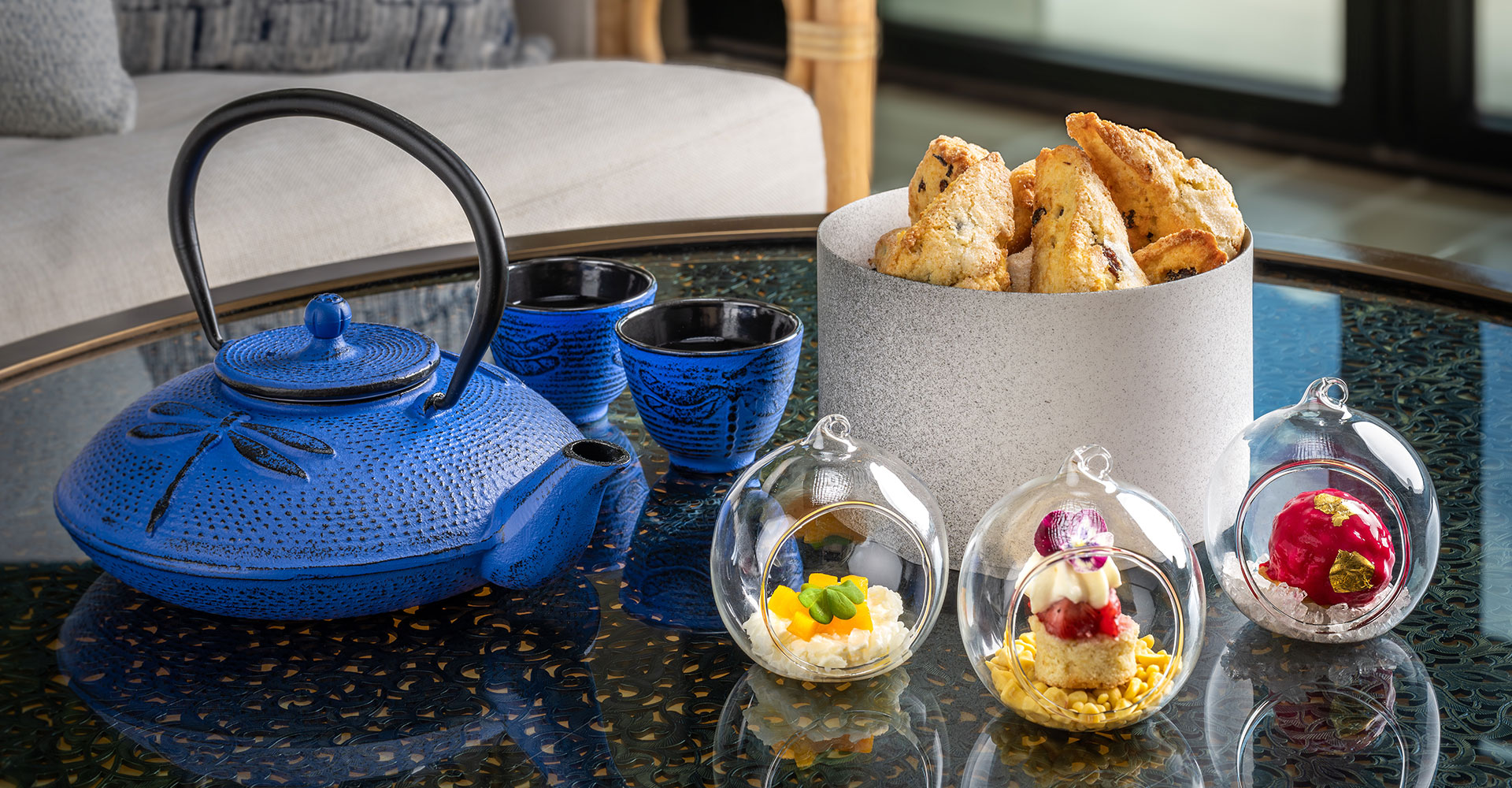 Tea and food display