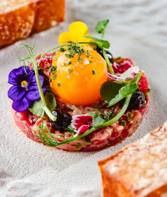 Wagyu Tartar with edible flowers